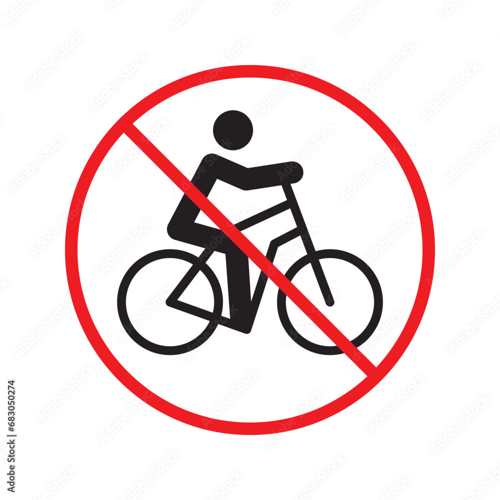 Forbidden bicycle vector icon. Warning, caution, attention, restriction, label, ban, danger. No bicycle flat sign design pictogram symbol. No bicycle icon UX UI icon Forbidden bicycle vector icon. Warning, caution, attention, restriction, label, ban, danger. No bicycle flat sign design pictogram symbol. No bicycle icon UX UI icon