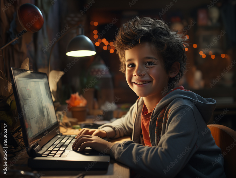 Imagem alertando sobre os riscos que as crianças e adolescentes correm no ambiente virtual, de redes sociais a canais maliciosos enquanto estão sozinhos. Crianças vulneráveis, perigo online. Imagem alertando sobre os riscos que as crianças e adolescentes correm no ambiente virtual, de redes sociais a canais maliciosos enquanto estão sozinhos. Crianças vulneráveis, perigo online.
