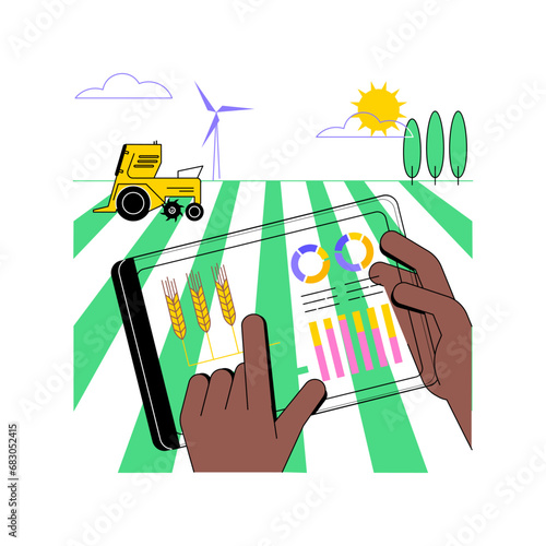 Analytics for crop yield forecast isolated cartoon vector illustrations. Farmer with tablet controls crop yield forecast, modern agriculture, smart farming, data on screen vector cartoon.