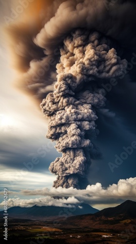  ominous clouds of smoke and ash that billow out of a volcano during an eruption © olegganko