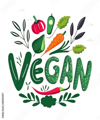 vegan typography illustration veggies