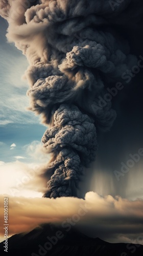  ominous clouds of smoke and ash that billow out of a volcano during an eruption