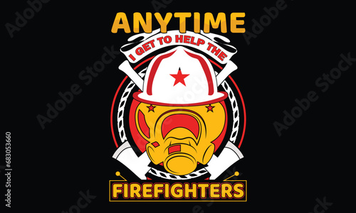 Firefighter T-shirt Design Vector Template photo