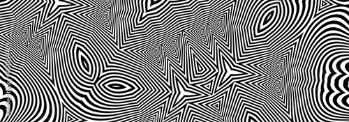 Black and white contrast poster with textured liquid pattern design and optical interference effect of the illusion of movement