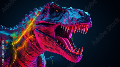 Allosaurus animal neon Color AI Generated pictures © Faysal