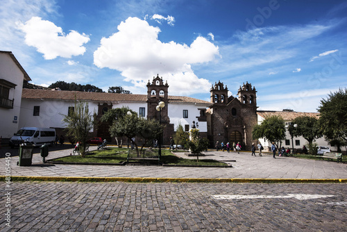 Peru Cusco architecture of the ancient Belmond monastery hotel from the year 1592 in the historic center