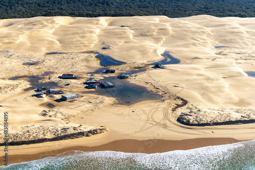 Aerial view of dwellings in the sand dunes photo