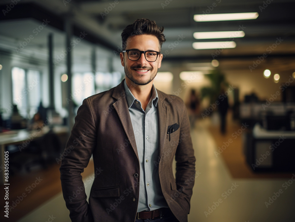 Innovative tech entrepreneur portrait, casual style with a smart blazer Innovative tech entrepreneur portrait, casual style with a smart blazer