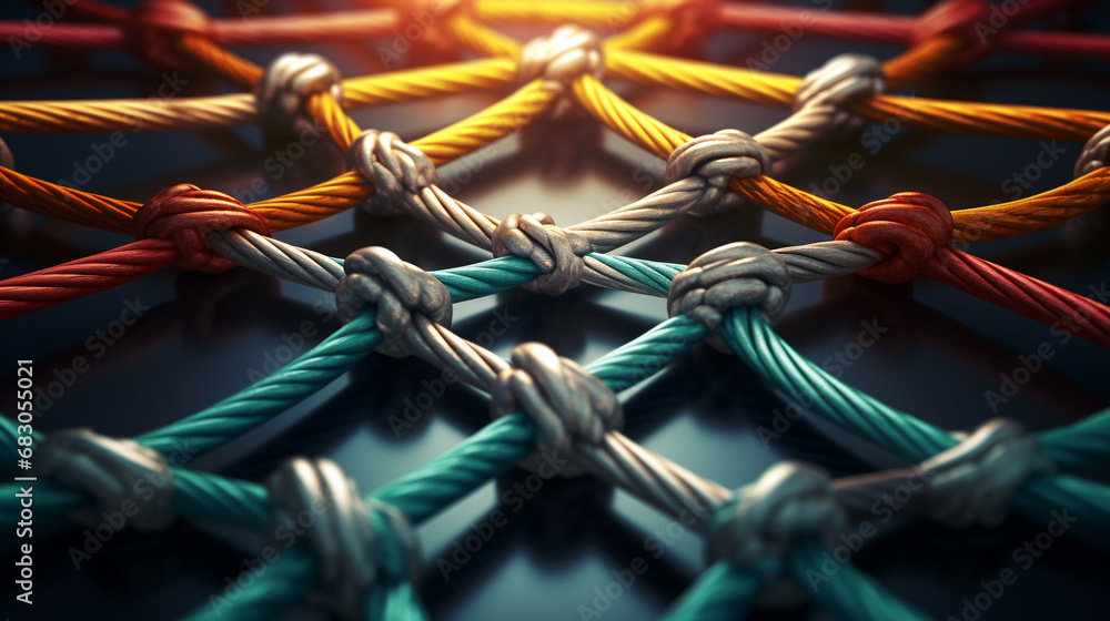 joining a partnership as a variety of ropes tied together as a ...