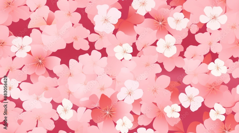 Pink sakura petals. Japanese style pattern background. Beautiful wallpaper