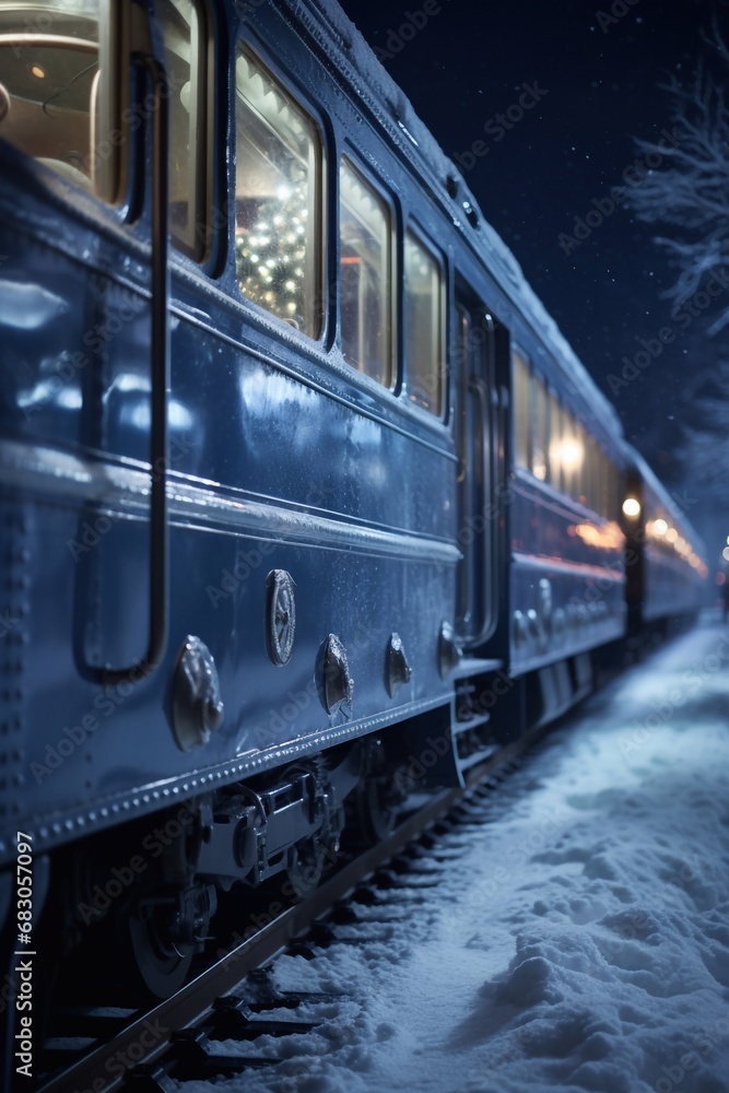Obraz premium christmas retro train