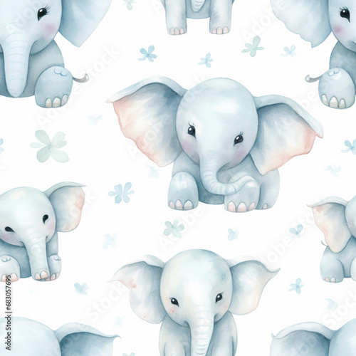 Elephant watercolour cute Pattern