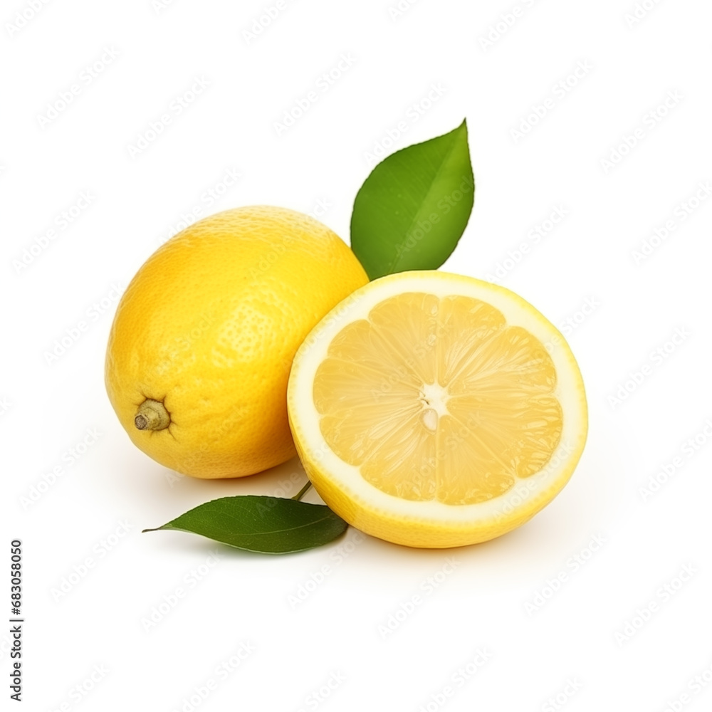 Fresh Yellow Lemons with Leafs, Isolated, Close-Up, White Background
Fresh Yellow Lemons with Leafs, Isolated, Close-Up, White Background