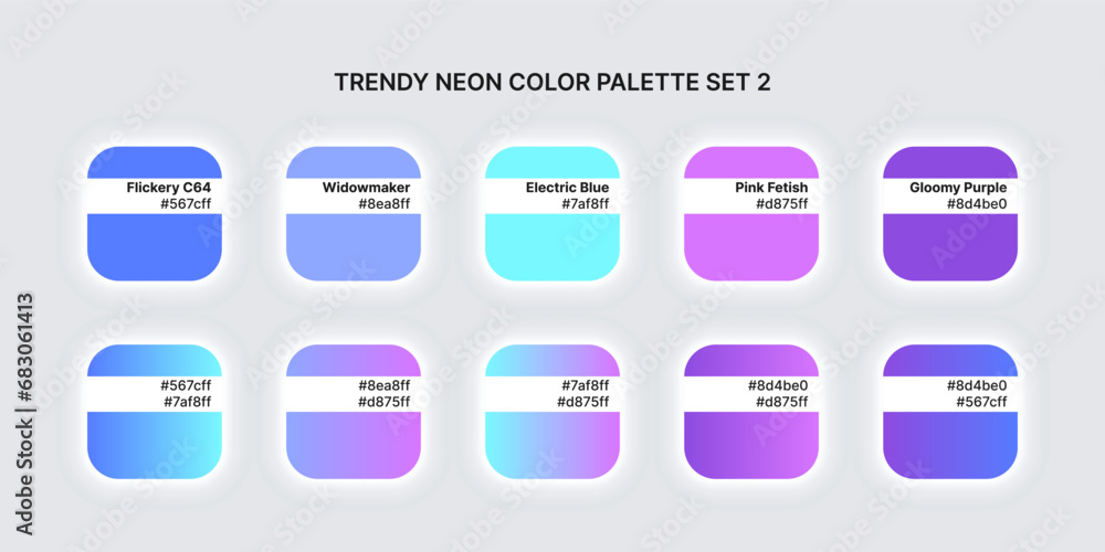 Fashion bright neon color trend pallete. Colour palette with different ...