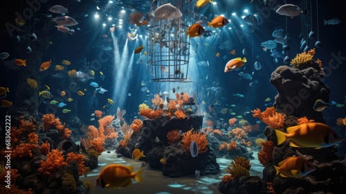 Underwater Marine Life in a Large Aquatic Tank © AzherJawed