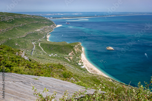 Miradouro Portinho da Arrabida - viewpoint in Arrabida Natural Park, Setubal District of Portugal, view with Creiro beach photo