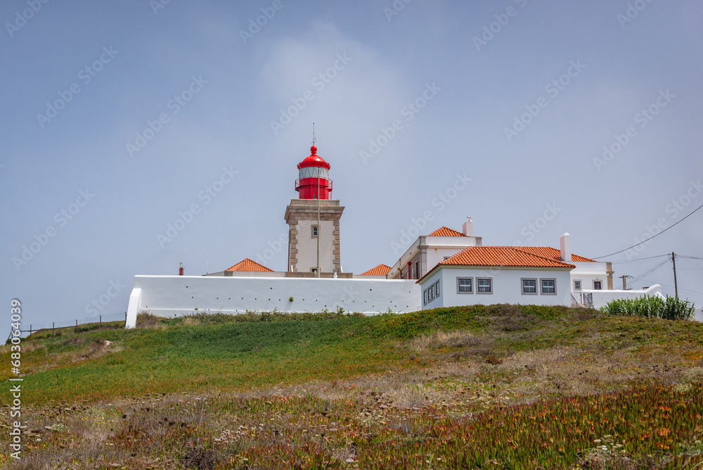 Lighthouse on Cabo da Roca - Roca Cape, westernmost point of the Sintra Mountain Range and Europe, Portugal