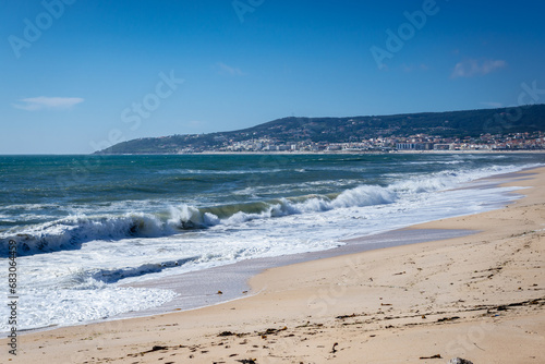 Atlantic Ocean beach in Figueira da Foz city, Coimbra District of Portugal photo