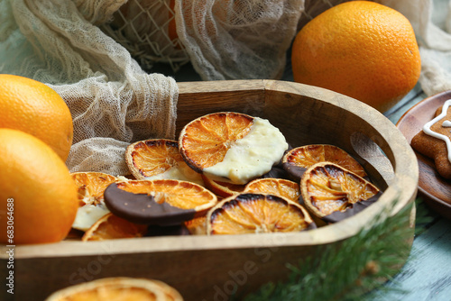 Dried orange slices dipped ...