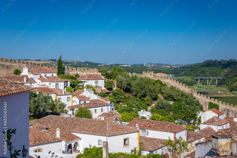 Aerial view of Obidos town, Oeste region, Leiria District of Portugal