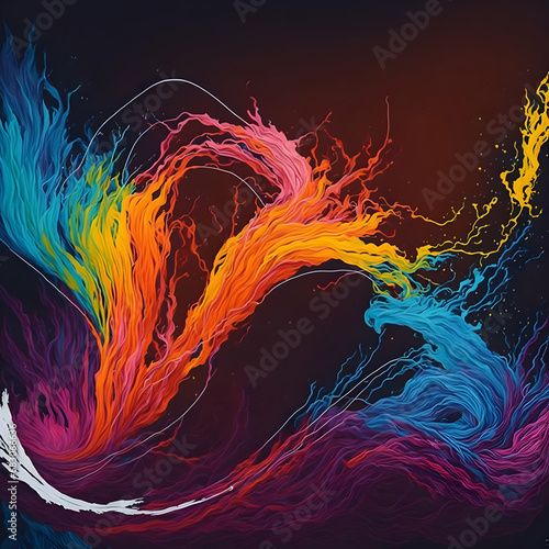 Colorful wallpaper making music express itself as colors. Background to use as a graphic resource. Color waves and splashes