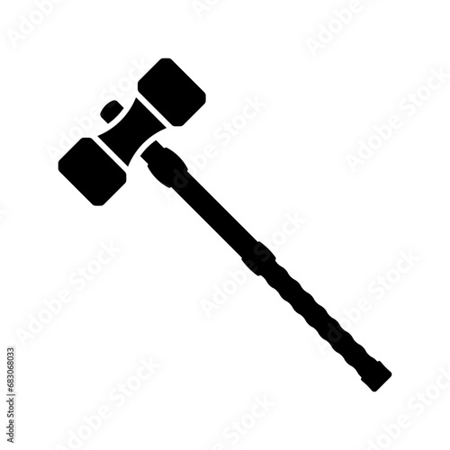 War hammer icon. Black silhouette. Side view. Vector simple flat graphic illustration. Isolated object on a white background. Isolate. photo