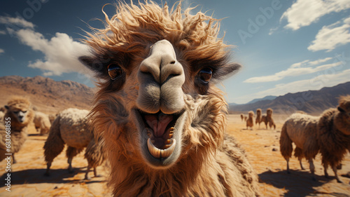 Camel smiling in the desert