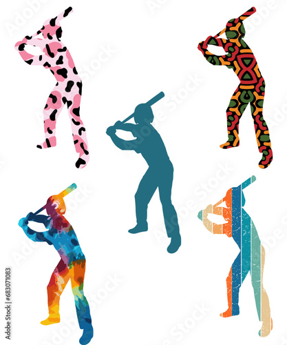 Vector set of Baseball Players Silhouettes