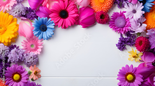 frame made of colorful flowers