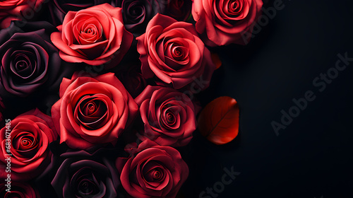 red roses with black background