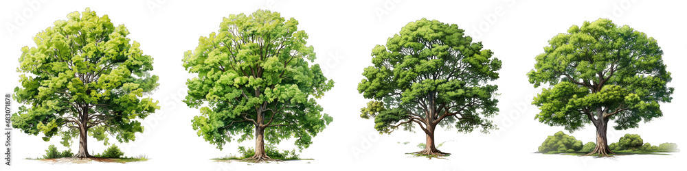 Obraz premium Green tree Hyperrealistic Highly Detailed Isolated On Transparent Background Png File