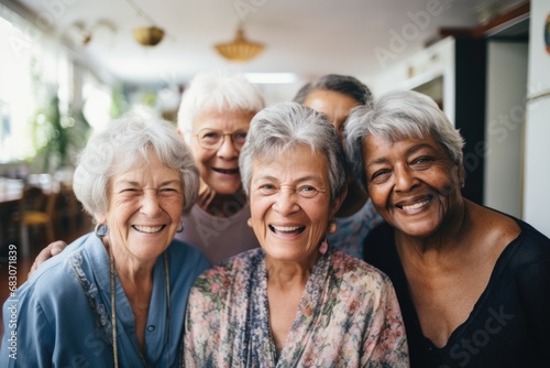 Portrait of a group of elderly seniors in nursing home