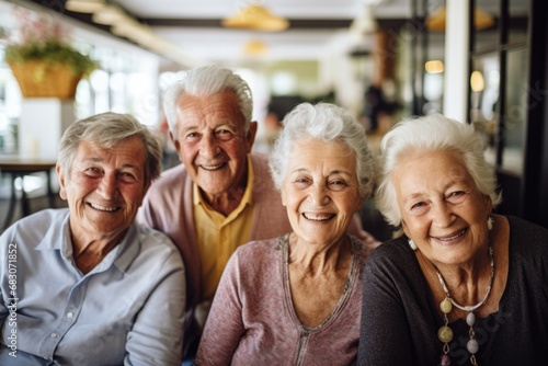 Portrait of a group of elderly seniors in nursing home