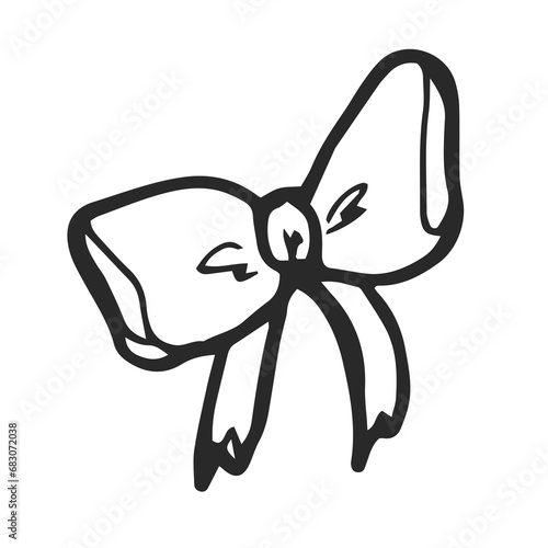 Vector illustration. Vintage elegant bowtie. Cartoon sketch. Decoration for greeting cards, posters, emblems, wallpapers