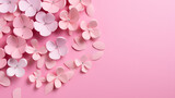 pink background with paper flowers