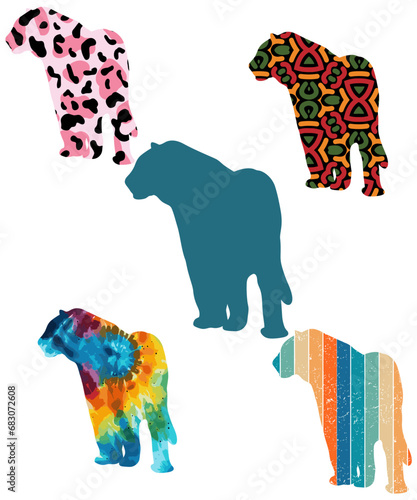 Photography Royal Bengal Tiger Silhouettes Vector