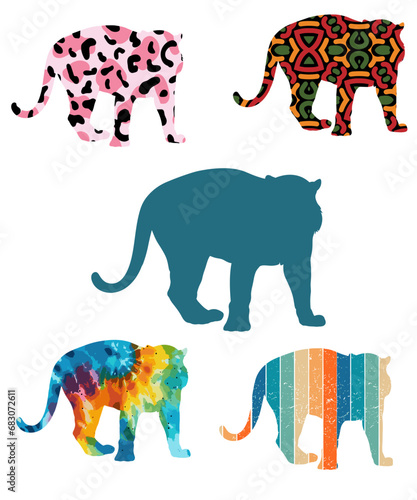 Photography Royal Bengal Tiger Silhouettes Vector