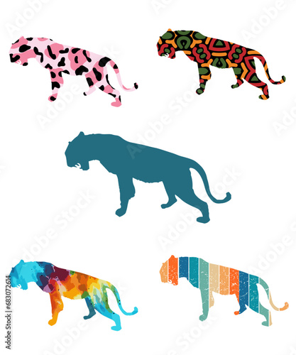 Photography Royal Bengal Tiger Silhouettes Vector