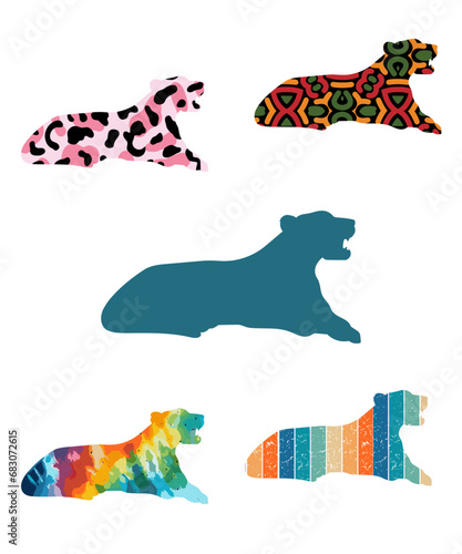 Photography Royal Bengal Tiger Silhouettes Vector