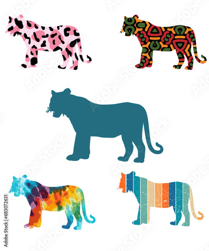 Photography Royal Bengal Tiger Silhouettes Vector
