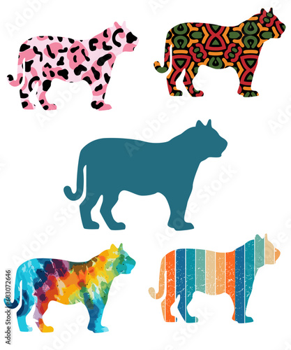 Photography Royal Bengal Tiger Silhouettes Vector