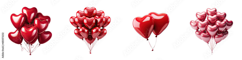 Heart shaped Balloons Hyperrealistic Highly Detailed Isolated On Transparent Background Png File