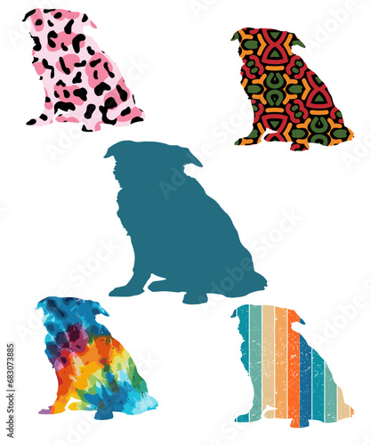 Three dog silhouettes. Computer generated vector