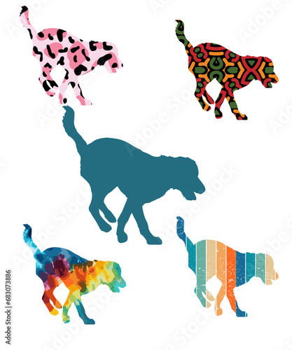 Three dog silhouettes. Computer generated vector