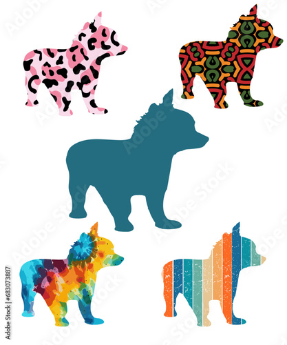 Three dog silhouettes. Computer generated vector