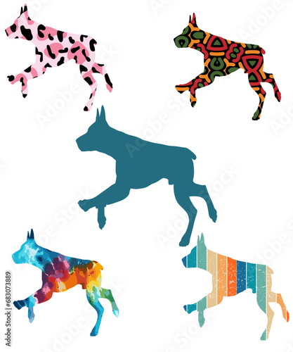 Three dog silhouettes. Computer generated vector