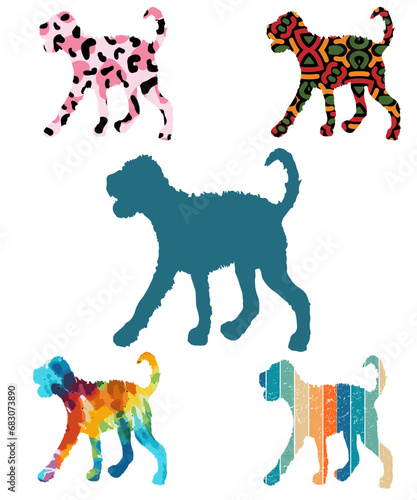 Three dog silhouettes. Computer generated vector