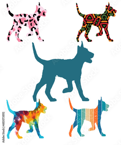 Three dog silhouettes. Computer generated vector