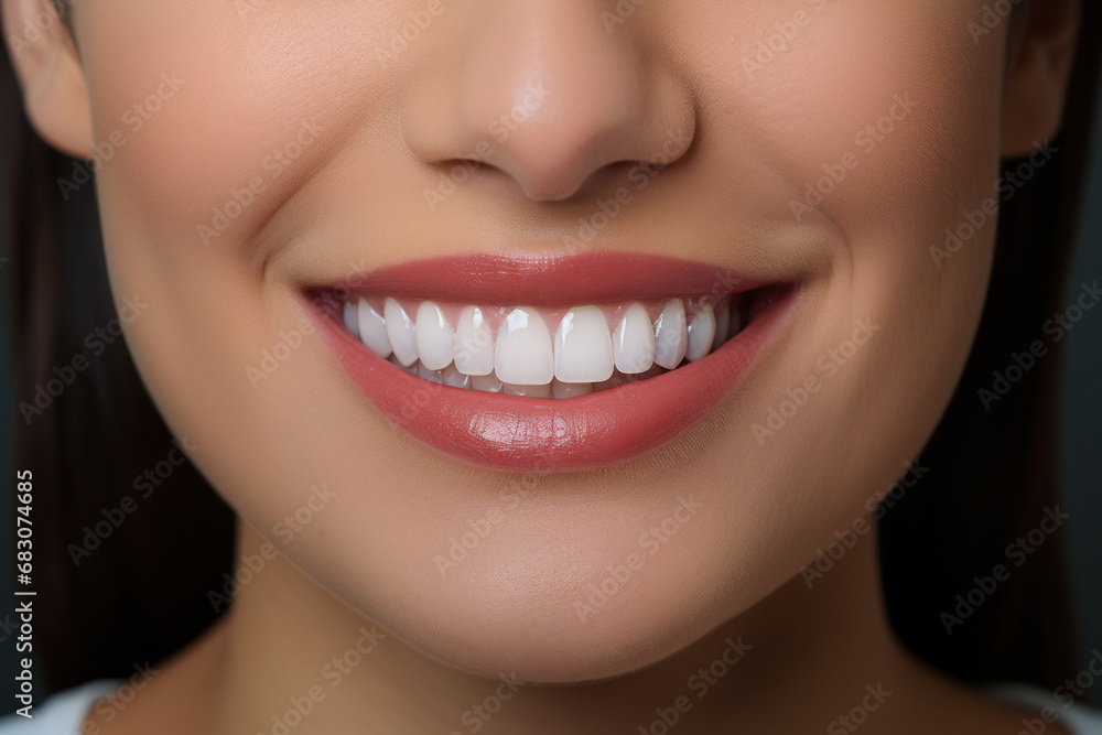 A radiant smile that gleams with newfound confidence after teeth whitening. Concept of enhancing self-esteem. Generative Ai. A radiant smile that gleams with newfound confidence after teeth whitening. Concept of enhancing self-esteem. Generative Ai.