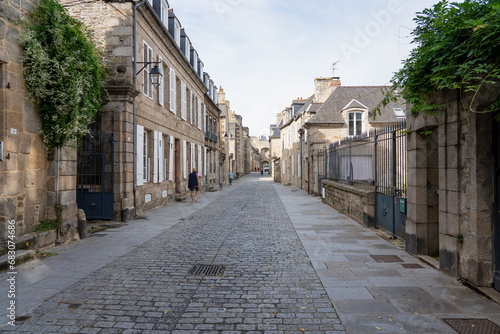 Fototapeta Naklejka Na Ścianę i Meble -  a cobbled street in a French town, beautiful architecture